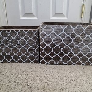 Rustic Brown and White Decorative Storage Boxes